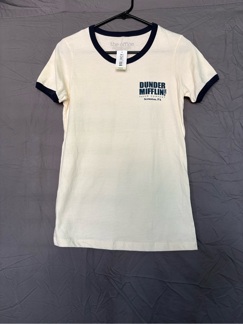 Dunder Mifflin Ringer Tee with Navy Trim